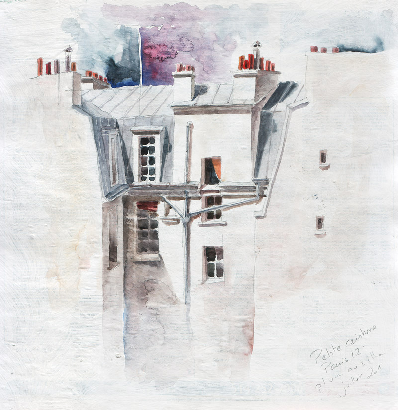 esquisse - petite ceinture 12ème arrondissement - crayon et aquarelle