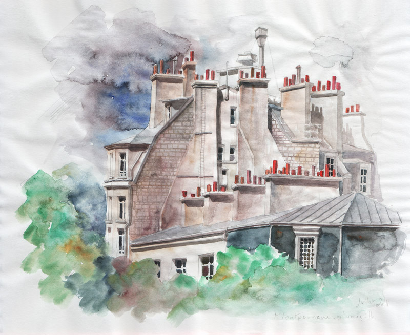 esquisse - Montparnasse - crayon et aquarelle