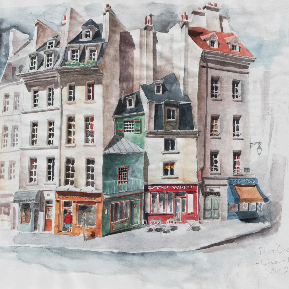 Rue Galande - crayon et aquarelle