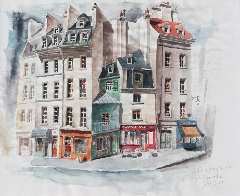 Rue Galande - crayon et aquarelle