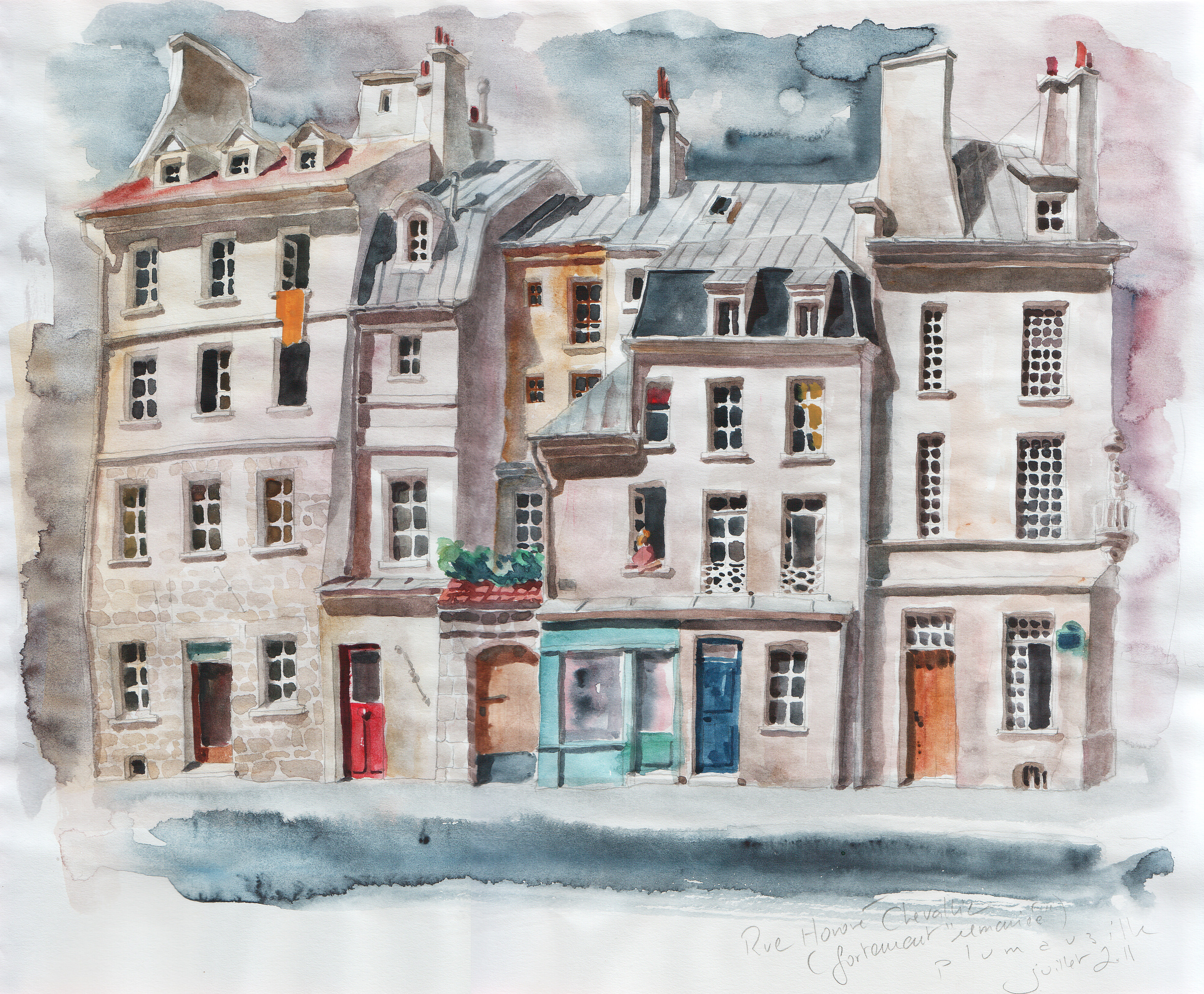 Rue Honoré Chevalier - crayon et aquarelle