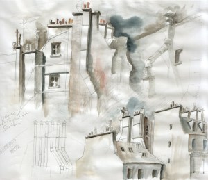 Esquisse, crayon et aquarelle