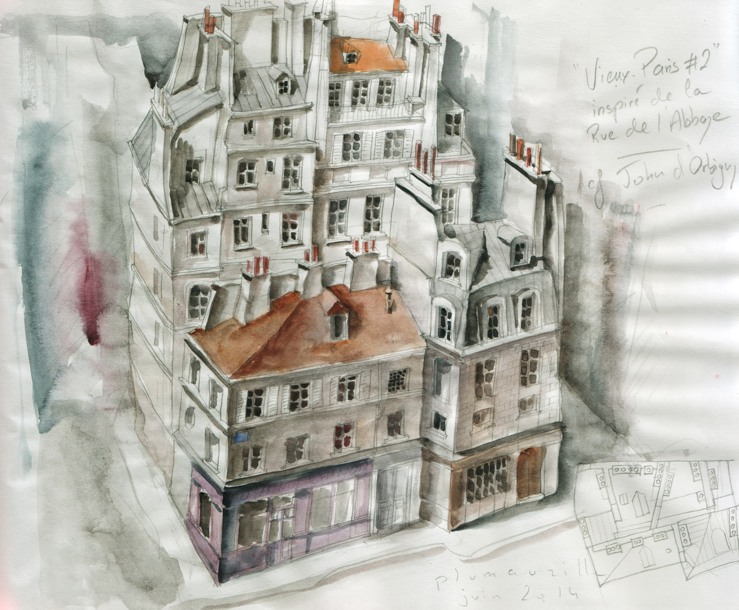 Esquisse, projet "Rue de l'Abbaye"