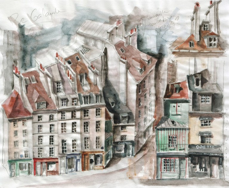 Aquarelle - Rue Galande à Paris