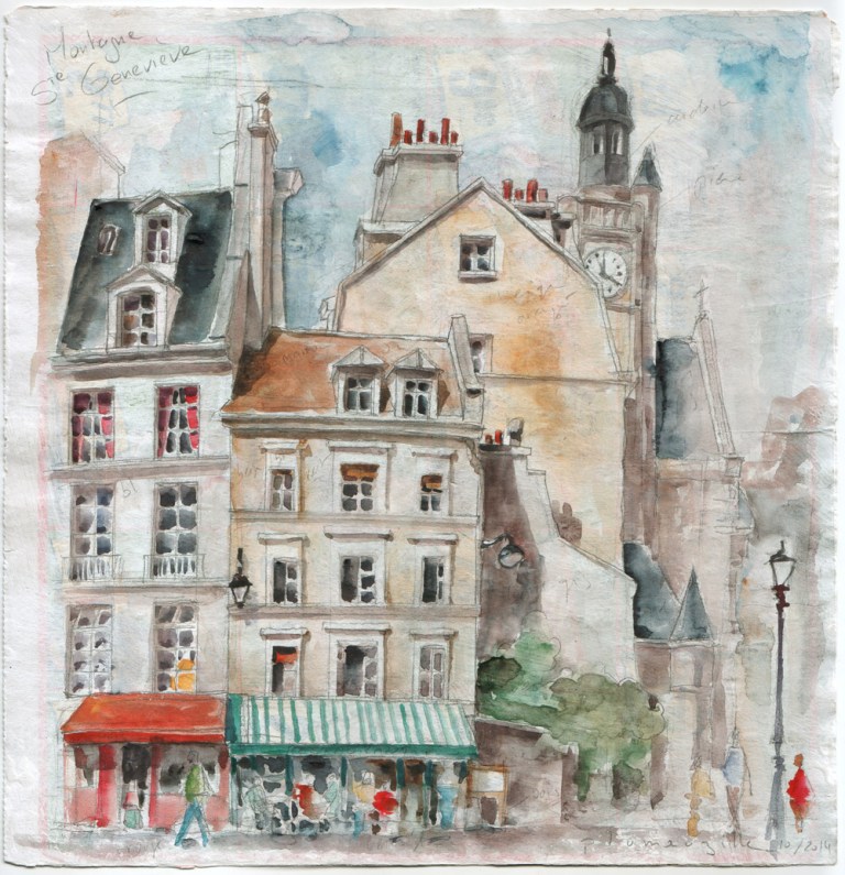 Montagne Sainte-Geneviève - Aquarelle d'après une photo de John d'Orbigny Immobilier