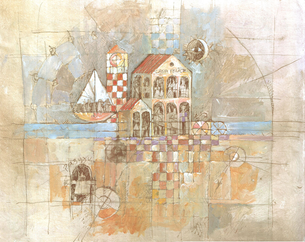 Casa Felice, encre et acrylique sur papier © 2021 Jean-Marc Plumauzille