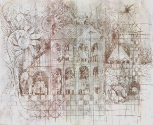 Casa Felice, encre et acrylique sur papier © 2021 Jean-Marc Plumauzille