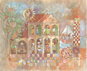 Casa Felice, encre et acrylique sur papier © 2021 Jean-Marc Plumauzille