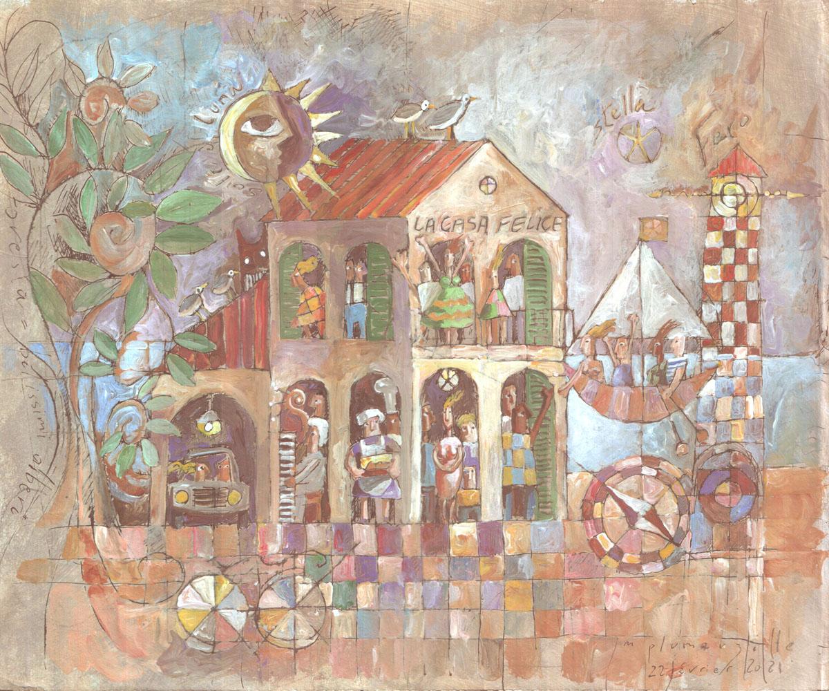 Casa Felice, encre et acrylique sur papier © 2021 Jean-Marc Plumauzille