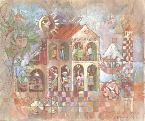 Casa Felice, encre et acrylique sur papier © 2021 Jean-Marc Plumauzille